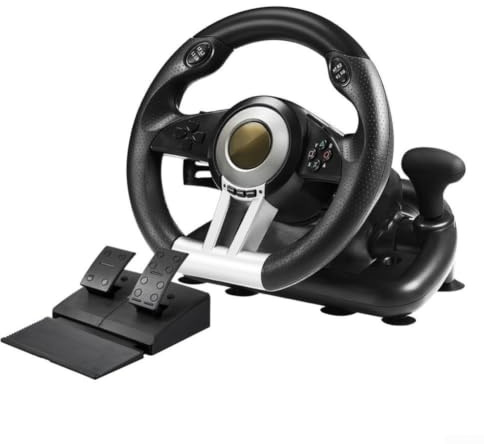 Evenoonest Gaming-Lenkrad für PC, PS4, Xbox One (schwarz) | für Nintendo Switch, ABS-Rennrad mit Pedal, ergonomisches Design für präzises Handling in wettbewerbsfähigen Rennspielen