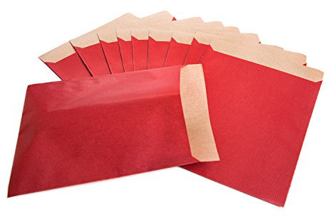 Logbuch-Verlag 100 rote Papiertüten Papier Flachbeutel 17,5 x 21 cm Umschlag Verpackung Papierbeutel A5
