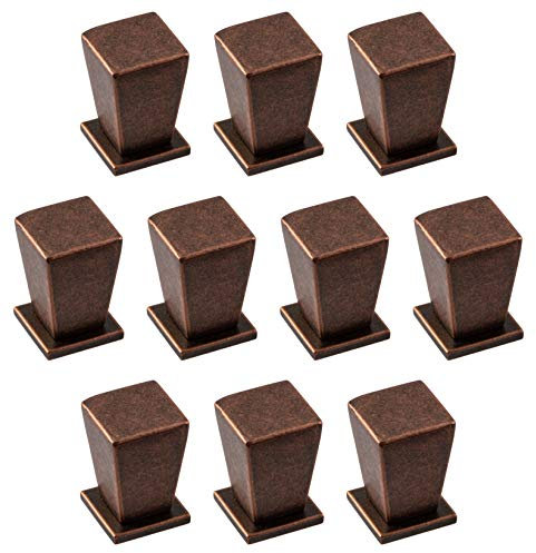 Gedotec Möbelgriff Metall Türknopf eckig Möbel-Knopf Kupfer matt für Schubladen - LENA | Griff 15 x 20 mm | Kommoden-Knopf für Schranktüren | 10 Stück - Design Möbel-Knauf für Küchen-Schränke & Möbel