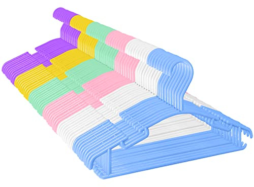GoodtoU 60 Pack Kids Hangers Multicolor Baby Hanger Childrens Plastic Infant Hanger Toddler Hangers for Baby Clothes