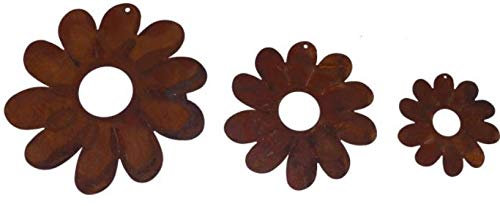 Rostalgie 3 TLG. Edelrost Blüten zum Hängen 8/12/15 cm Garten Dekoration Fensterschmuck