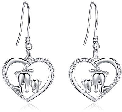 Elefant droppörhängen 925 sterling silver hjärtform söta djur elefant örhängen dam gåvor för kvinnor flickor