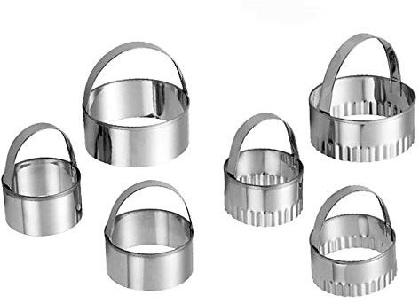 Lot de 3 emporte-pièces professionnels en acier inoxydable avec poignées pour muffins, crumpets, donuts, scones (type A + B)