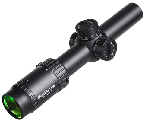 WestHunter Optics HD 1-6x24 IR Riflescope, 30mm Tube Red Green Illuminated Reticle Second Focal Plane Tactical Precision 1/5 MIL Shooting Scope | Reticle-B, Only Optics & Basic Accessories