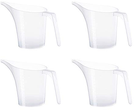 Lot de 4 entonnoirs en plastique avec bec long pour la fabrication de savon - Pichet doseur pour moules de cuisson, crêpes, pâtes, muffins, gâteaux, savons - 1000 ml