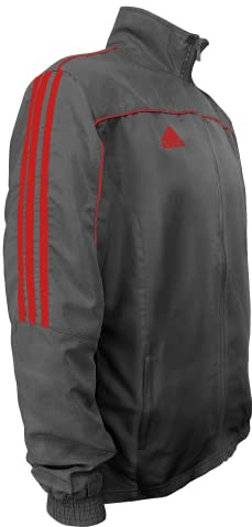 adidas Combat Sports 3-Stripes 100% poliéster manga larga ligera pista chaqueta - gris rojo 4XL