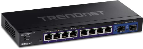TRENDnet Switch Web Smart Multi-Gig a 10 porte, TEG-3102WS, 8 porte 2,5GBASE-T, 2 slot SFP+ 10G, splitter Ethernet, alloggiamento in metallo, conforme NDAA e TAA, protezione a vita, nero