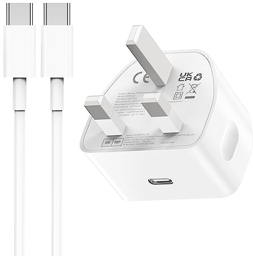 iPhone 15/15 Pro/15 Pro Max USB C Charger, Type C to C 2M Cable and 20W Fast Charging Plug for iPad Pro 12.9/11 1Gen and up, iPad Air 5th/4th, 2022 iPad 10th Mini 6th, Pixel UK Wall PD Power Adapter