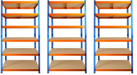 TRADE PRICE DEALS 3 BAY DEAL 6 Tier Extra Heavy Duty Racking Warehouse Storage Industrial Garage Metal Shelving Units 300kg Per Shelf (180 x 90 x 45cm)