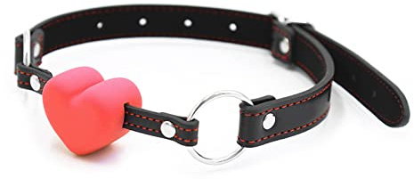 Silicona en forma de corazón boca bola adulto cuero Sexy Bondage entrenamiento sexo auxiliar suave sólido boca enchufe negro rojo