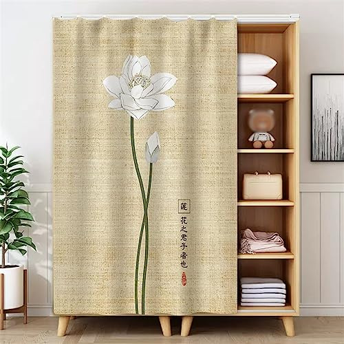 LIVEINU Karierte Schrankvorhänge für Küche, Kleiderschrank, Badezimmer, Staubdichter Vorhang für Regale, Wandpaneele, hängende Tür, Japanische Noren, Klettband Selbstklebend, Khaki 1, 100x200cm