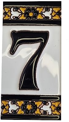 Carreaux en céramique numérotés de 11 cm x 5,5 cm avec cadre en filigrane en métal (numéro 7)
