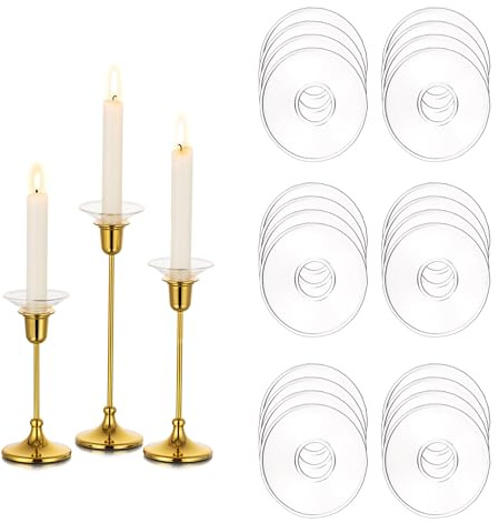 Glasseam Glas droppfångare för ljus ljushållare: 24 stycken klart ljus droppskydd för stång ljushållare runt ljusstake stavljus ljusdroppskydd för ljus för bröllop bord