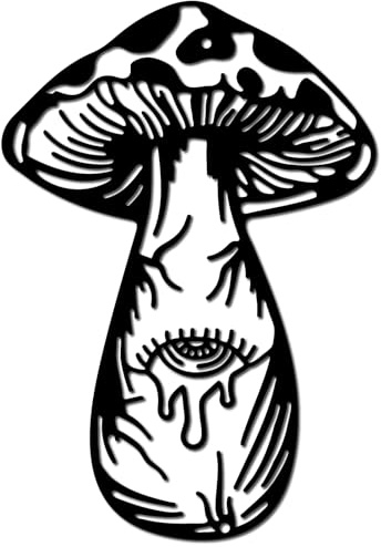 CREATCABIN Mushroom Metal Wall Art God Eye Black Wall Hanging Decor Iron Wall Art Silhouette Sculpture Decoration Sign Minimalist Ornament for Garden Home Balcony Kitchen Indoor Outdoor 11.8 x 7.9Inch