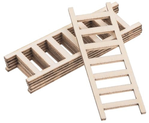 PATIKIL 2.4 Miniature Bois Échelle, 6 Paquet Mini Bois Maison-poupée Droit Échelles DIY Artisanat Accessoires, Naturel Couleur