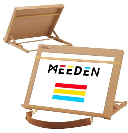 MEEDEN A3 Tischstaffelei Holz, 47x36 cm Verstellbare Staffelei Tisch aus Deutsche Buchenholz, Faltbarer Tragbarer Leinwand Ständer, Display-Staffelei für Gemälde Kunst & Handwerk