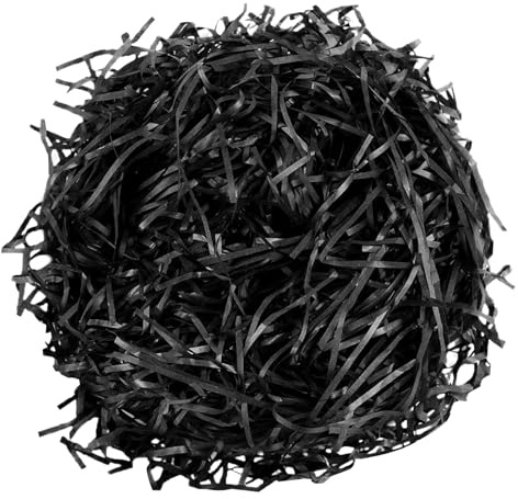 Raffiabast, 200g Raffia Füllmaterial Geschenk, Raffia Hamper Shreds Geschreddertes Papier Box Füllung für Geschenkbox Dekorations Geschenkverpackung (Schwarz)