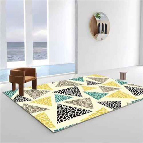 RUGMRZ Kinderteppich Wald Geometrische Innendekoration Teppich antirutsch gelb Teppich Balkon Balkon Teppich Kinderteppich Wald terrassenteppich wetterfest200x250CM