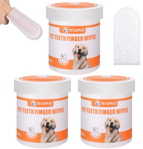 taonganui 3 Dosen 150 Stück Ohrreiniger Ohrpflege Fingerpads für Hunde & Katzen, Ear Wipes Ohrenreiniger Hund Zahnpflege Fingerpads, Ohr-Fingertücher für Hunde und Katzen Pflege & Hygiene