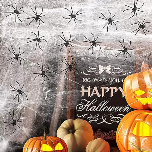 DITK-U Decorazione gigante per ragnatela di Halloween, con 30 ragni finti extra, per decorazione di Halloween, per interni ed esterni, forniture per feste in casa infestata