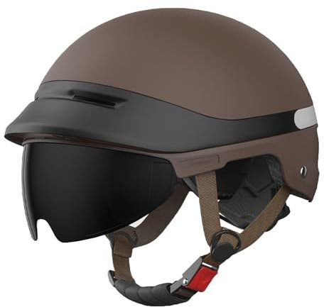 retrò Casco Scodella Portatile Mezzi Caschi Jet, Mezzo Casco da Motociclista Vintage Caschi Caschi Casco A Scodella Scooter Motorino ECE Omologato Mezzo Elmetto da Moto retrò