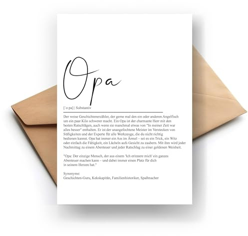 Opa Definition - Herzerwärmende Klappkarte, perfekt für Großvater an Geburtstagen & Feiertagen
