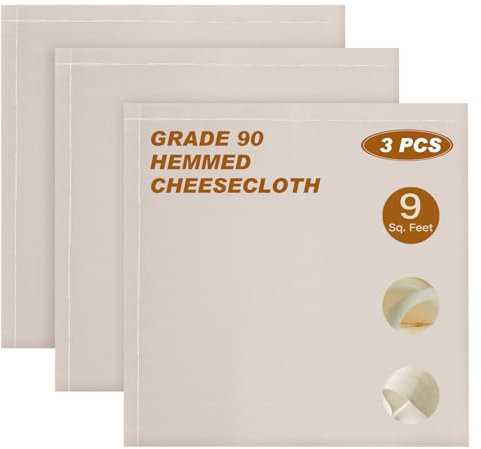 Passiertuch 3 Stück Käse Tuch Leinentuch 50x50cm Feinmaschiges Filtertuch Wiederverwendbar Siebtuch Mulltuch zum Sieben von Saft Käse Tee Nussmilch Suppe Joghurt Tofu