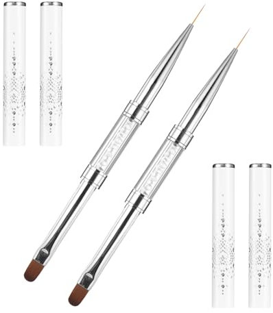 JJUNW 2 pièces pinceau à double extrémité pour ongles en gel, pinceau à ongles 2 en 1 pinceaus gel de conception nail art d'art d'ongle pinceau-gel fineliner pour ongles-art bricolage