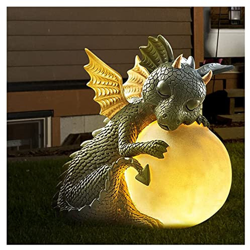 Meditation Zen Yoga Dragon Statue - Dragon Holding Ball Ornament, Winged Dragon Ornament Ornament, Fairytale Garden Dragon Sculpture