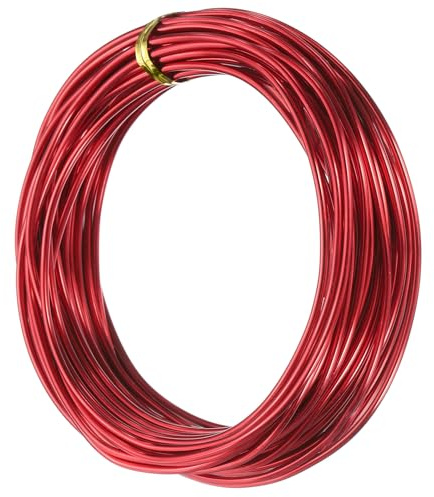 Kvartsman 12 gauge 2 mm aluminiumtråd, 10 m (32,8 fot) böjlig metalltråd smycken pysseltråd pärlor armaturtråd för gör-det-själv pyssel kransar tillverkning skulptur blommor bonsaiträd, röd