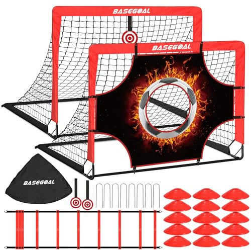 Porta da Calcio [120x90x90cm] Porte da Calcio Giardino Porticine da Calciio con Bullseye, Scala di Agilità, Disco Marcatore, Attrezzatura per l'allenamento del Calciio