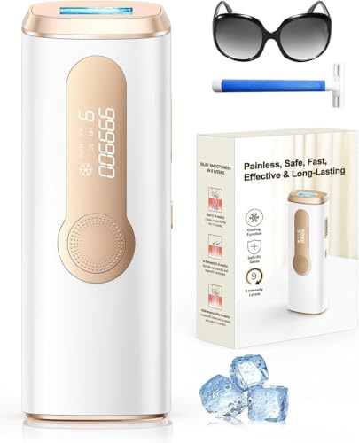 Haarlosy Epilatore Luce Pulsata con Ghiaccio, 3 IN 1 IPL Epilatore Laser per Donna e Uomo, 9 Livelli di Energia Regolabile Adatto a Corpo, Viso, Ascelle, Gambe Sensibili (Bianco)