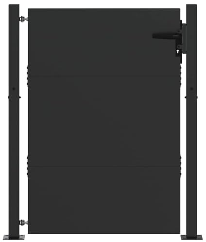 vidaXL Gartentor Schwarz 110 x 155 cm Pulverbeschichteter Stahl, Elegantes Garten- und Terrassentor, Metall, modernes Design, rostfrei, wetterfest, laserbeschnittene Sicherheitsbarriere