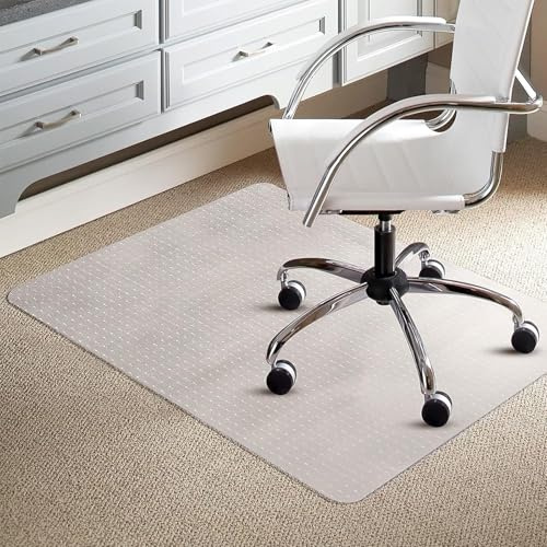 CROWNSHOP Office Chair Desk Mat 90x120cm PVC Safety Non Slip Floor Mats Carpet Protector Mat for Home Offic Chair Desks Mats for Low, Standard and Medium Pile Carpets (Rectangle Pointed)