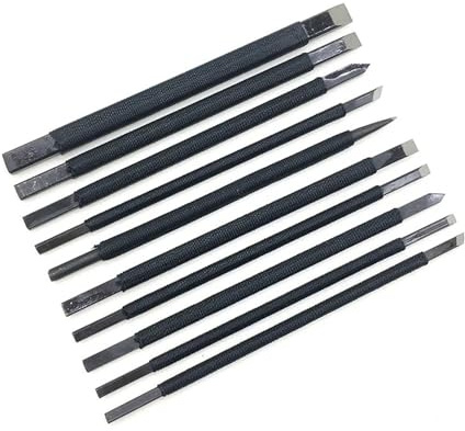 GZHXF Juego de 10 cuchillos de escultura de alta calidad, cinceles for tallar piedra, de 3,5 a 8,5 mm, for grabado manual, de acero de tungsteno, herramientas de bricolaje.