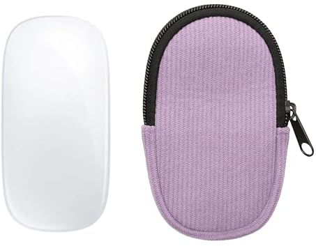 kwmobile Estuche Compatible con Apple Magic Mouse 1/2 Estuche Ratón - Funda para Mouse con Cremallera - Exterior de Pana e Interior de Neopreno - Lila
