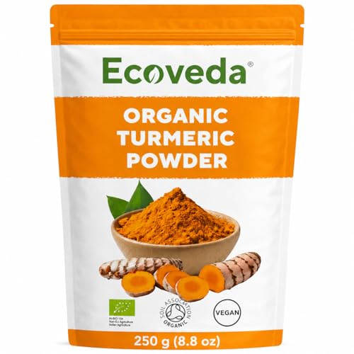 Ecoveda Organic Turmeric Powder, 250 g, Pure Natural Haldi for Cooking