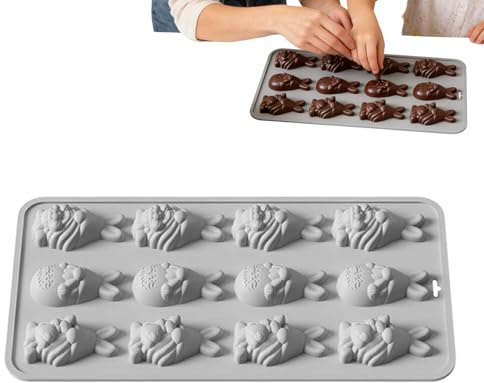 Moldes para caramelos | Molde antiadherente de conejo de Pascua - Molde de silicona de chocolate de conejo de Pascua, para decoración de pasteles, pudín de gelatina, pasta de jabón manual, de