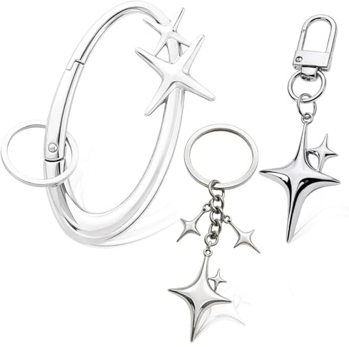CZFSWT 3Pcs Star Carabiner Set, Star Keychain, Key Ring Carabiner Suitable for Outdoor Adventures and Daily Organization