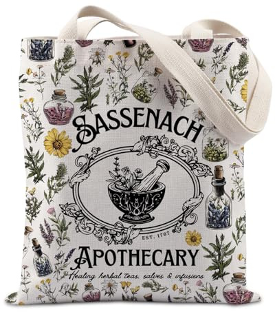 JTOUK Sassenach - Borsa tote da farmacia scozzese medievale storico romanzo libro libro regalo, Sassenach Apothecary Tote Eu