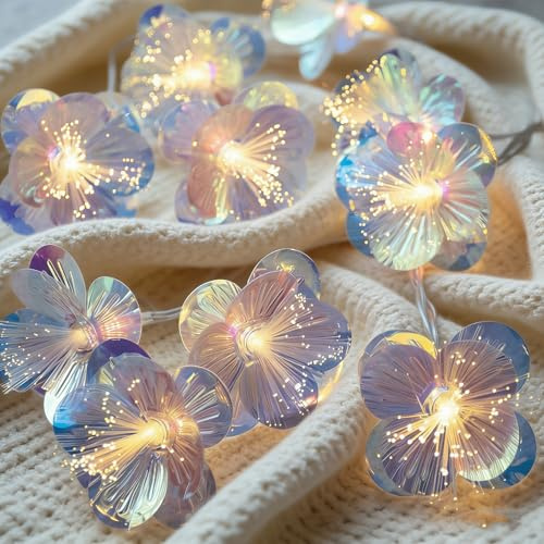 LED Lichterkette,20 LED Lichterkette Blumen 3m,Glasfaser Blumen Lichterkette,Dekorative Lichter,LED Blumengirlande,für Weihnachten,Schlafzimmer,Karneval,Hochzeit,Party
