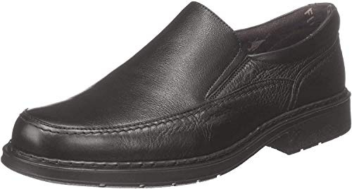 Fluchos | Mocasines | 9578 CIDACOS Negro | Zapato de Piel de Vacuno de Primera Calidad | Cierre Elasticos | Piso Goma (45)