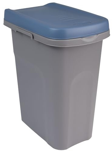 #11 25L Mülleimer blau Deckel Recycling Mülltrennung Abfalleimer Abfallbehälter Müll Küche rechteckig Abfallsammler 25 Liter Kunststoff Eimer Mülltonne Schmal Müllsackhalterung Abfall Papierkrb