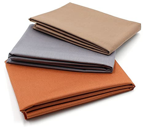 VmG-Store 3x 0,5m Baumwollstoff Set 148cm Breite 148cm Breite 100% Baumwolle 3,5m Material Auswahl viele Farben Patchwork (Grau/Brauntöne, 3er Set)