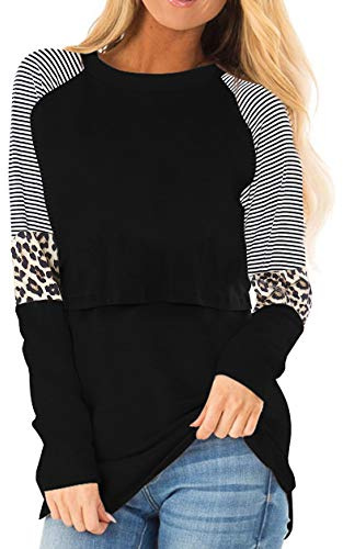 Smallshow Donna maternità Maglia Allattamento Estiva Top Premaman T Shirt,Black,XL