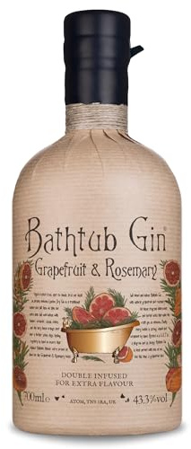 Bathtub Gin Grapefruit and Rosemary, 70cl - Double-Infused 40.3 Percent ABV Flavoured Craft Gin with Orange, Juniper and Rosemary Notes - Hand-Crafted British Gin