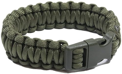 Pulsera de Supervivencia de Paracord, Color Oliva, Negro, Caqui Coyote Tan, dependiendo de la selección al Aire Libre, Aprox. 2,20 cm de Ancho, 24,5 cm