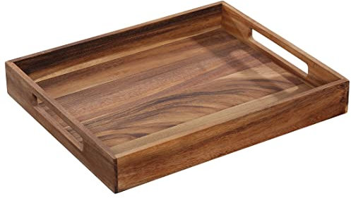 Zassenhaus Serviertablett Holz | rechteckig | 44 x 36 x 6 cm | mit Griffen | Frühstückstablett | Holztablett Deko | Tablet für Geschirr | nachhaltig angebautes Akazienholz, 055467