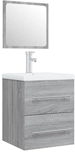 vidaXL Sink Cabinet with Built-in Basin Sink Unit Bathroom Vanity Unit Washbasin Storage Under Sink Cabinet Grey Sonoma Engineered Wood