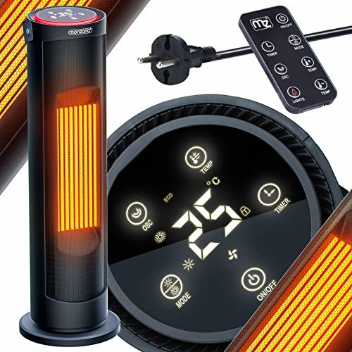 Monzana® Keramik Heizlüfter 2000W 4 Betriebsmodi 15-35°C Energiesparend 70° Oszillation Timer Leise Fernbedienung Elektroheizung Heizstrahler schwarz
